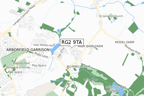 RG2 9TA map - small scale - OS Open Zoomstack (Ordnance Survey)