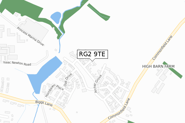 RG2 9TE map - large scale - OS Open Zoomstack (Ordnance Survey)