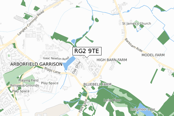 RG2 9TE map - small scale - OS Open Zoomstack (Ordnance Survey)