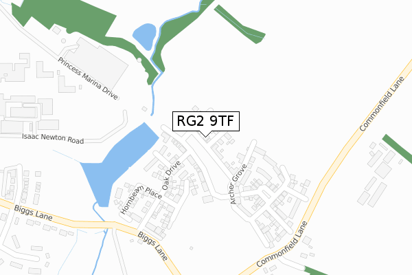 RG2 9TF map - large scale - OS Open Zoomstack (Ordnance Survey)