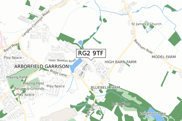 RG2 9TF map - small scale - OS Open Zoomstack (Ordnance Survey)