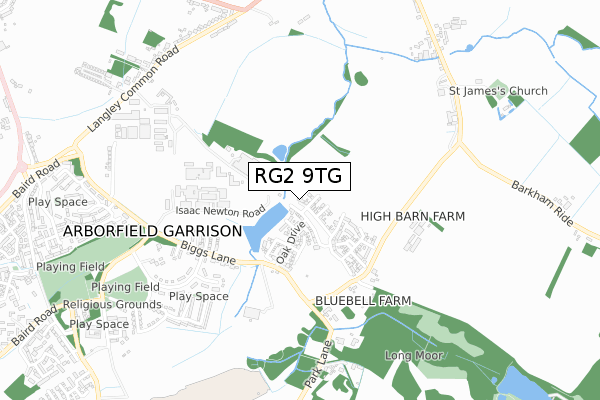 RG2 9TG map - small scale - OS Open Zoomstack (Ordnance Survey)