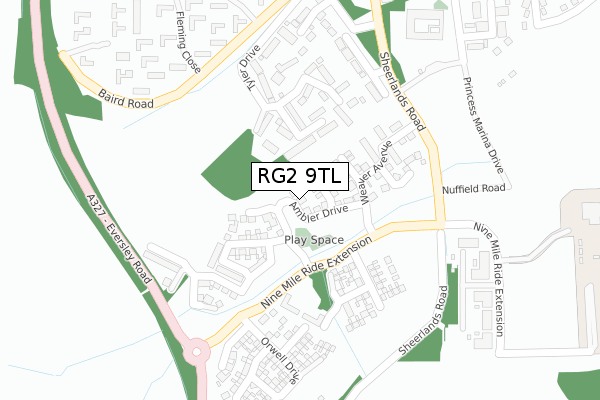 RG2 9TL map - large scale - OS Open Zoomstack (Ordnance Survey)