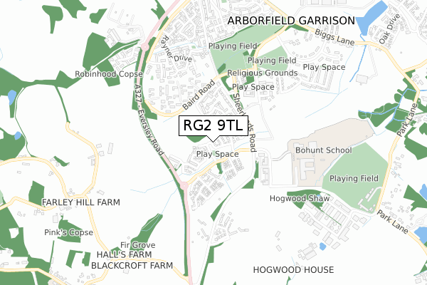 RG2 9TL map - small scale - OS Open Zoomstack (Ordnance Survey)