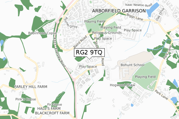 RG2 9TQ map - small scale - OS Open Zoomstack (Ordnance Survey)