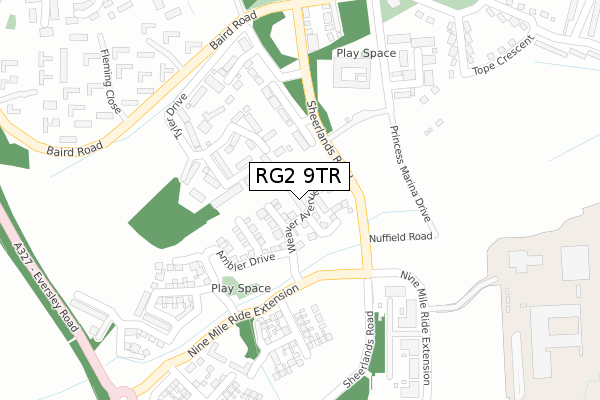 RG2 9TR map - large scale - OS Open Zoomstack (Ordnance Survey)