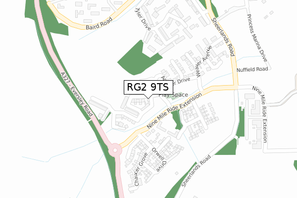 RG2 9TS map - large scale - OS Open Zoomstack (Ordnance Survey)