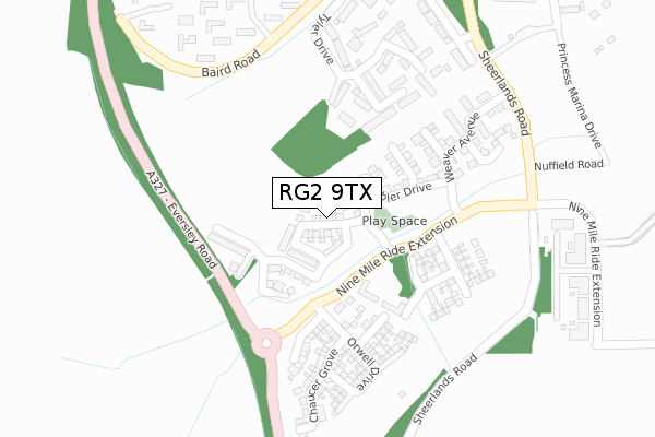 RG2 9TX map - large scale - OS Open Zoomstack (Ordnance Survey)