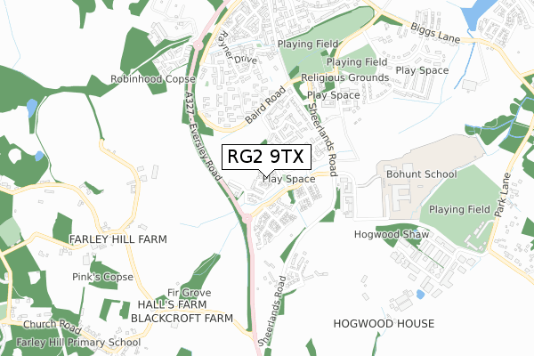 RG2 9TX map - small scale - OS Open Zoomstack (Ordnance Survey)