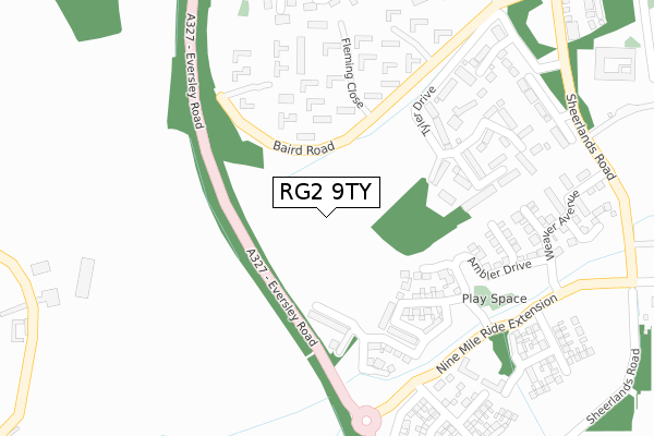 RG2 9TY map - large scale - OS Open Zoomstack (Ordnance Survey)