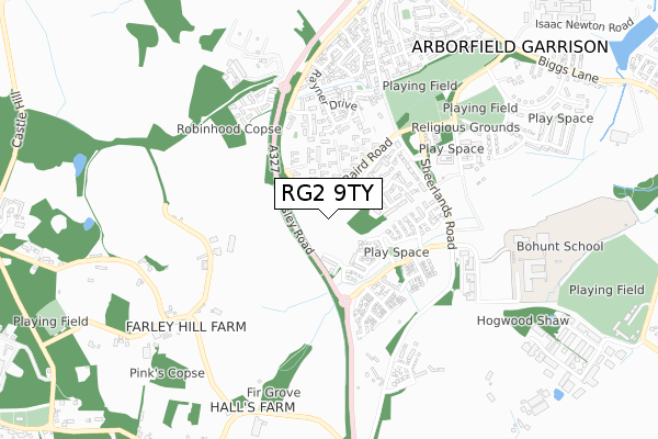 RG2 9TY map - small scale - OS Open Zoomstack (Ordnance Survey)