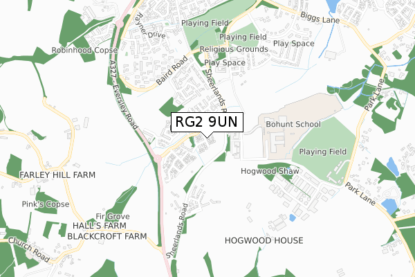 RG2 9UN map - small scale - OS Open Zoomstack (Ordnance Survey)