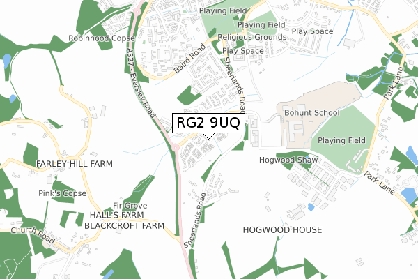 RG2 9UQ map - small scale - OS Open Zoomstack (Ordnance Survey)