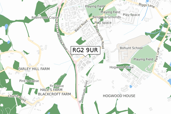 RG2 9UR map - small scale - OS Open Zoomstack (Ordnance Survey)