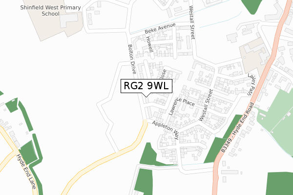 RG2 9WL map - large scale - OS Open Zoomstack (Ordnance Survey)