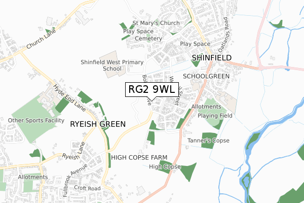 RG2 9WL map - small scale - OS Open Zoomstack (Ordnance Survey)