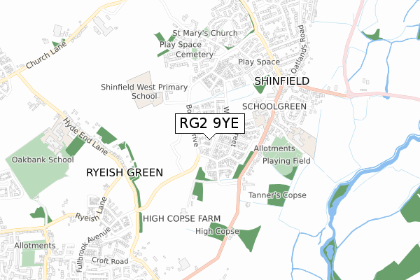 RG2 9YE map - small scale - OS Open Zoomstack (Ordnance Survey)