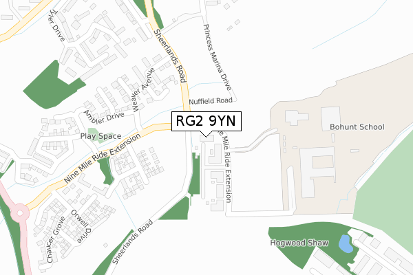 RG2 9YN map - large scale - OS Open Zoomstack (Ordnance Survey)