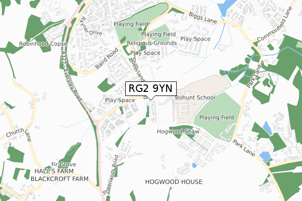 RG2 9YN map - small scale - OS Open Zoomstack (Ordnance Survey)