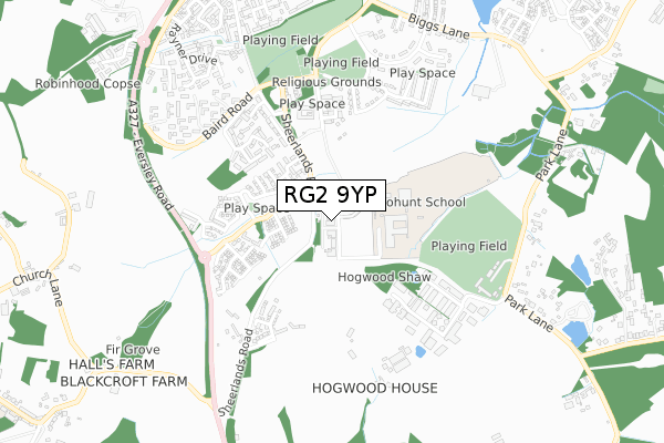 RG2 9YP map - small scale - OS Open Zoomstack (Ordnance Survey)