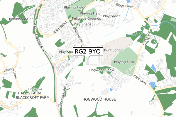 RG2 9YQ map - small scale - OS Open Zoomstack (Ordnance Survey)