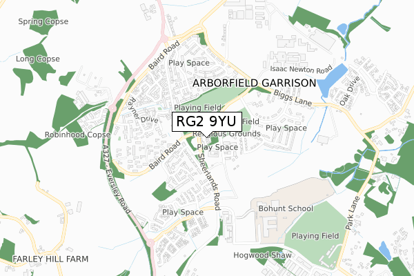 RG2 9YU map - small scale - OS Open Zoomstack (Ordnance Survey)