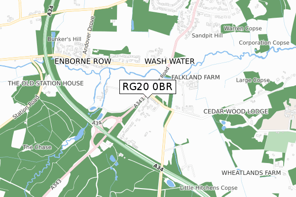 RG20 0BR map - small scale - OS Open Zoomstack (Ordnance Survey)