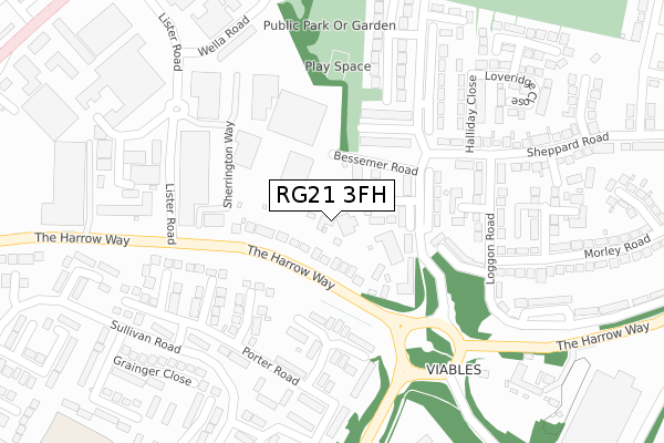 RG21 3FH map - large scale - OS Open Zoomstack (Ordnance Survey)