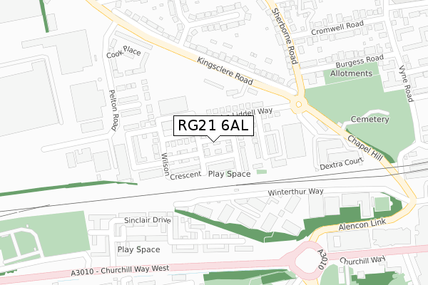 RG21 6AL map - large scale - OS Open Zoomstack (Ordnance Survey)