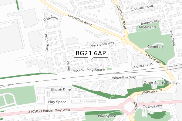 RG21 6AP map - large scale - OS Open Zoomstack (Ordnance Survey)