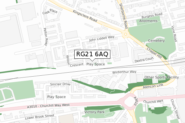 RG21 6AQ map - large scale - OS Open Zoomstack (Ordnance Survey)