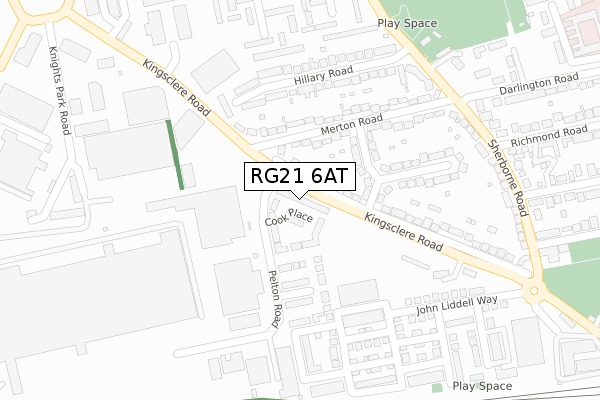 RG21 6AT map - large scale - OS Open Zoomstack (Ordnance Survey)