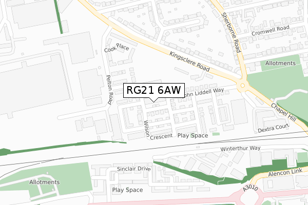 RG21 6AW map - large scale - OS Open Zoomstack (Ordnance Survey)