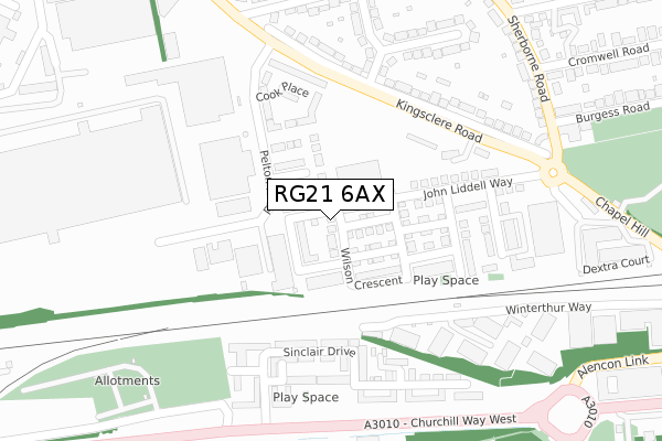 RG21 6AX map - large scale - OS Open Zoomstack (Ordnance Survey)