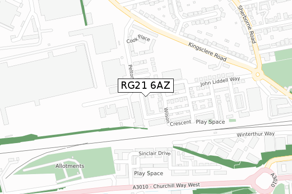 RG21 6AZ map - large scale - OS Open Zoomstack (Ordnance Survey)