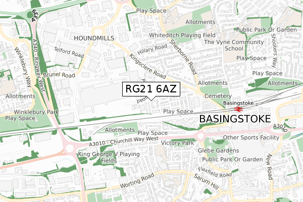 RG21 6AZ map - small scale - OS Open Zoomstack (Ordnance Survey)