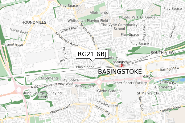 RG21 6BJ map - small scale - OS Open Zoomstack (Ordnance Survey)