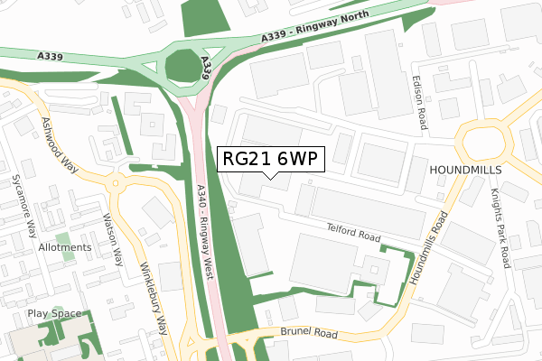 RG21 6WP map - large scale - OS Open Zoomstack (Ordnance Survey)