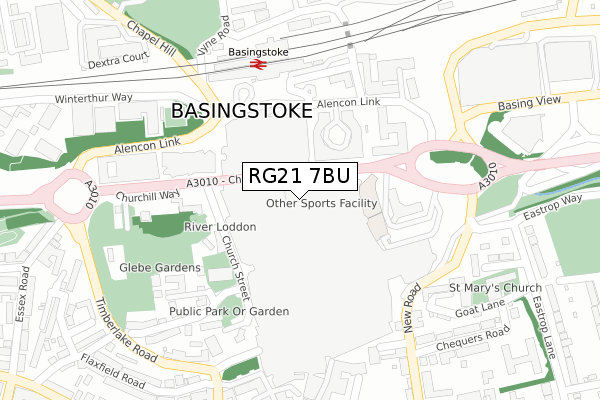 RG21 7BU map - large scale - OS Open Zoomstack (Ordnance Survey)