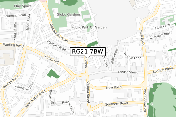 RG21 7BW map - large scale - OS Open Zoomstack (Ordnance Survey)