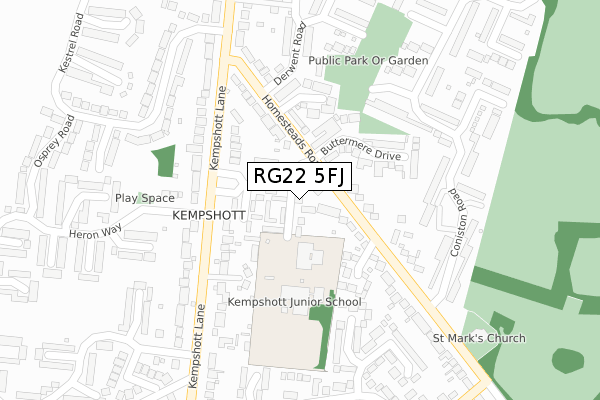 RG22 5FJ map - large scale - OS Open Zoomstack (Ordnance Survey)