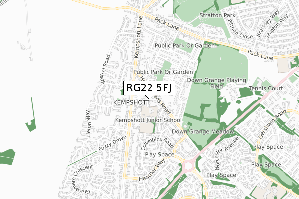 RG22 5FJ map - small scale - OS Open Zoomstack (Ordnance Survey)