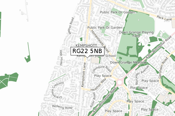 RG22 5NB map - small scale - OS Open Zoomstack (Ordnance Survey)