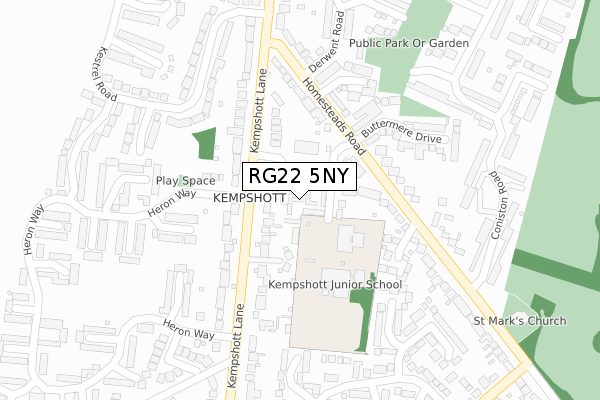 RG22 5NY map - large scale - OS Open Zoomstack (Ordnance Survey)