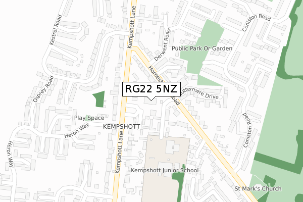 RG22 5NZ map - large scale - OS Open Zoomstack (Ordnance Survey)