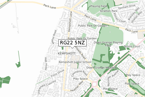 RG22 5NZ map - small scale - OS Open Zoomstack (Ordnance Survey)