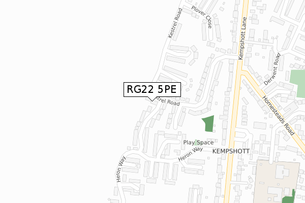 RG22 5PE map - large scale - OS Open Zoomstack (Ordnance Survey)