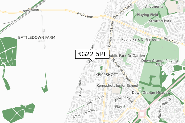 RG22 5PL map - small scale - OS Open Zoomstack (Ordnance Survey)