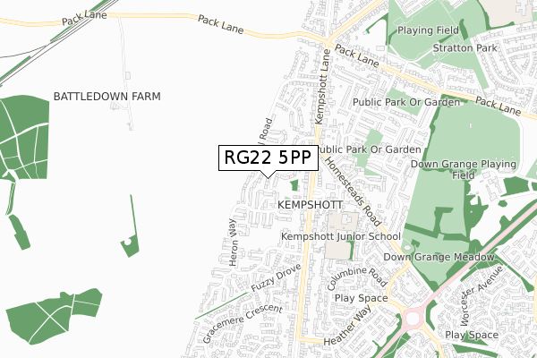 RG22 5PP map - small scale - OS Open Zoomstack (Ordnance Survey)