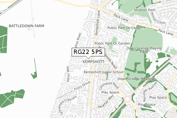 RG22 5PS map - small scale - OS Open Zoomstack (Ordnance Survey)